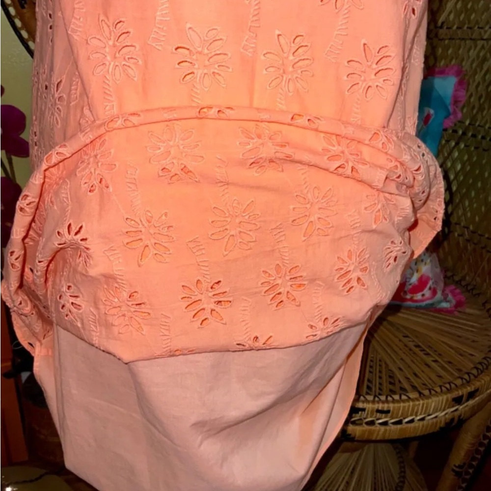 Lilly Pulitzer NWT Astara Eyelet Shift Dress Peach 🍑 Flamingo Palm Size XS - Picture 8 of 15